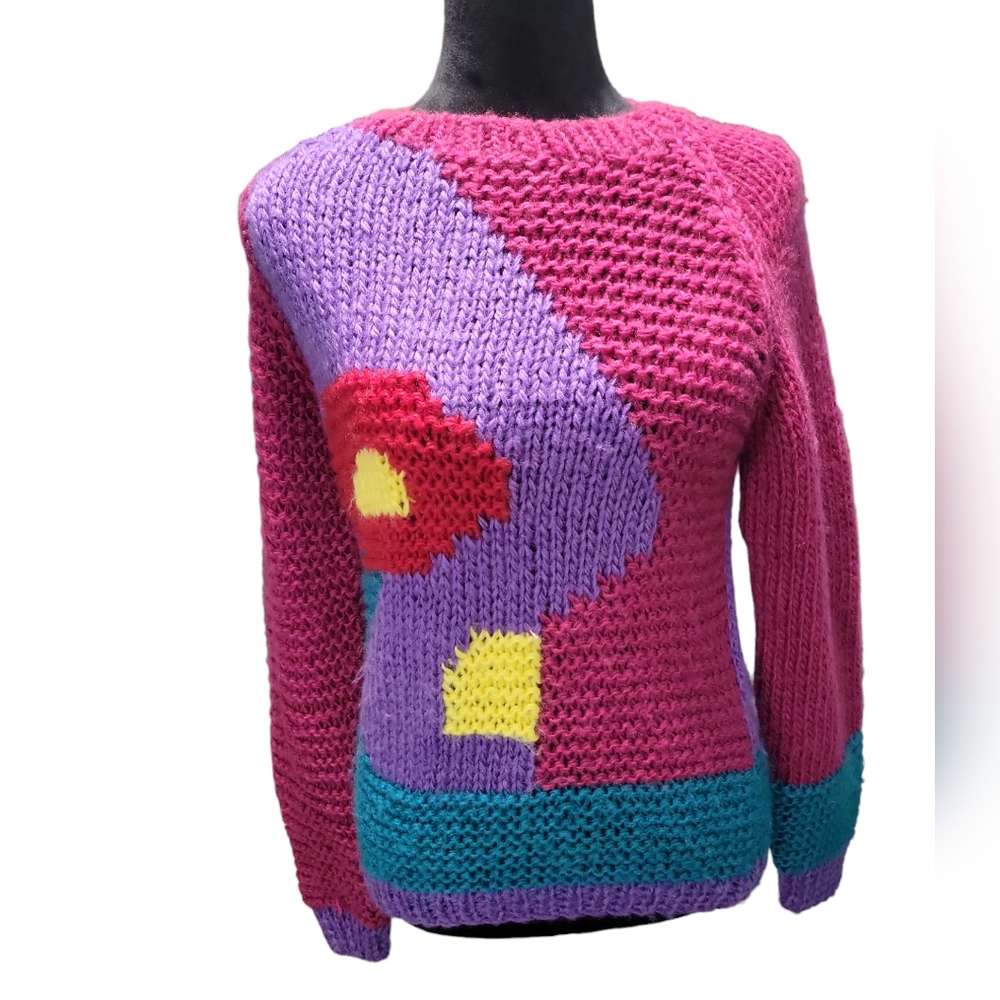 Handmade by L' Americaine Vintage 80s Multicolored Sweater Women's Medium